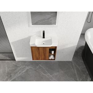 Meuble-lavabo mural de 24 pouces avec vasque en céramique blanche et porte à fermeture douce, emballage KD - Product Image 4