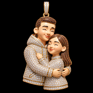 Custom Family Pendant Diamond Charms 3D Couple Jewelry Gold Plated Unisex Gift Charm for Wedding Party - Product Image 1