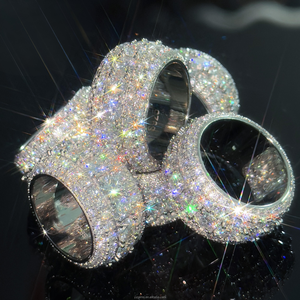 Fashion Design 925 <b>Silver</b> Iced Out Moissanite Diamond <b>Mens</b> Cuban Diamond 18K Gold Plated <b>Ring</b> <b>For</b> Hiphop Life Jewelry Band Vendo - Product Image 5