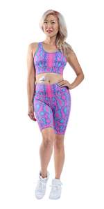 Shorts de sport pour femmes, coupe ajustée, à imprimé floral, en tricot respirant, avec cordon de serrage, séchage rapide, en spandex et polyester - Product Image 1