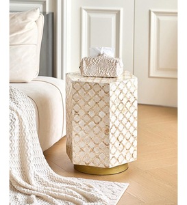 ILAHI's Bone Inlay <b>Table</b> Modern Design Agate Detailing <b>Storage</b> Portable Home Furniture - Product Image 1