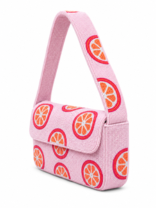 Luxury Handmade Modern Durable Glass <b>Beaded</b> Lemon Citrus Button Shoulder Bag Women Designer <b>Handbag</b> Custom OEM ODM Wholesale - Product Image 1