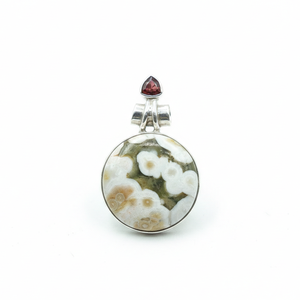 Natural Ocean Jasper and <b>Garnet</b> Gemstone Pendant 925 Sterling Silver Rose Gold Yellow Gold Plated Healing Boho Jewelry Gift her - Product Image 1