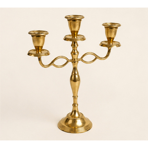 <b>Gold</b> 3 Arm <b>Candelabra</b> Metal Candle Holder Wedding Centerpiece Stand for Hotel Party and Event Table Decoration In Best Price - Product Image 1