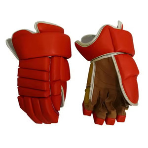 Gants de hockey sur glace en cuir de haute qualité à mouvement fluide, doigts entièrement protégés, sangle de poignet réglable, fermeture à lacets, pour usage en équipe, coutures sécurisées - Product Image 1