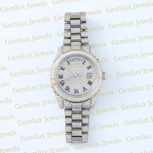 Probador de diamantes de calidad superior, fecha automática, esfera romana D VVS, Diamante de moissanita completamente helado, reloj de Hip Hop blanco completo para hombre - Product Image 1