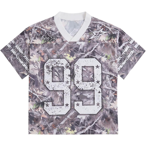 Custom Camouflage Mesh Football Jersey V Neck Short Sleeve Breathable Men's <b>Athletic</b> Shirt Number 99 Printed Design - Product Image 1
