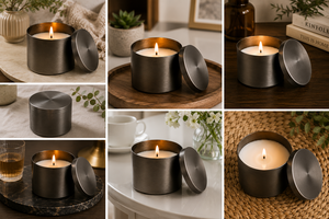 Falah International - Lata de Metal de Lujo para Velas con Tapa, Recipiente Recargable para Cera de Soja, Frasco de Vela Perfumada Premium para Decoración del Hogar 2026 - Product Image 5