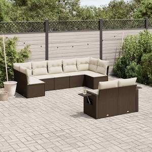 Conjunto de Sofás Modulares Grandes de Ratán Sintético Marrón para Jardín - Product Image 1