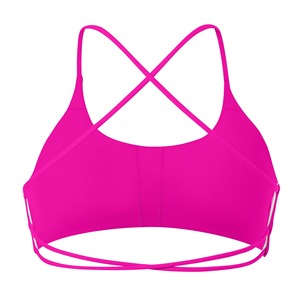 Sujetador deportivo transpirable para mujer al por mayor, con logo personalizado, estilo halter, para yoga y gimnasio, con almohadillas extraíbles y soporte frontal alto. - Product Image 6