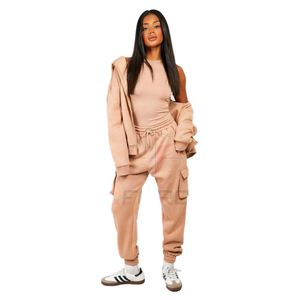 Ensemble de survêtement pour femme avec fermeture éclair, sweat-shirt athlétique, jogging, tenue d'entraînement en polaire, vêtements de sport pour la salle de sport, tenue de course à pied, vêtements de sport deux pièces - Product Image 1