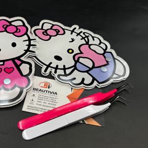 Pinzas de pestañas de 90 grados curvas de marca personalizadas de alta calidad Pinzas de extensión de pestañas de acero sostenible Pestañas de fibra puntiagudas - Product Image 5