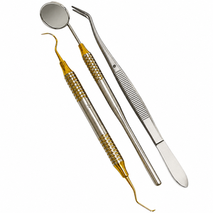 Kit dentaire manuel de base en acier inoxydable allemand, 6 pièces, revêtement or arc-en-ciel, stérilisable, manche creux, instruments médicaux buccaux - Product Image 5