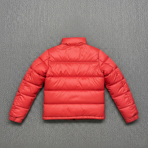 2026 Red Men's Casual Winter Puffer <b>Jacket</b> with Front Logo Stand Collar <b>Zipper</b> Closure Thick Polyester Wadding Windproof Design - Product Image 5
