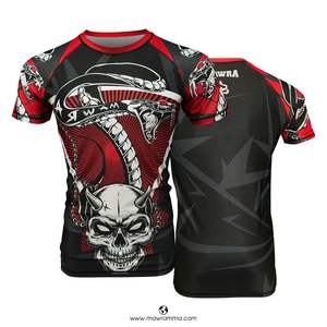 Rashguard Mawra Death Fight avec logo personnalisé, t-shirt de compression UPF50+, tissu extensible respirant, vêtements de sport unisexes, entraînement MMA - Product Image 2