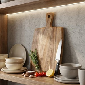 Planche à découper en bois d'acacia OEM, écologique, rectangulaire, pour cuisine, en hêtre, moderne, sûre pour le pain et le camping - Product Image 1