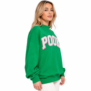 Custom Womens Oversized Mock Neck Sweatshirt Chenille Embroidered Fleece Pullover Loose Fit Casual Streetwear OEM ODM Manufactur - Product Image 4