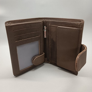 OEM High Quality Genuine Leather Tri Fold <b>Wallet</b> Custom Logo <b>Men</b> Real Cowhide Credit <b>Card</b> <b>Holder</b> Pocket Purse LTW-0108 - Product Image 1