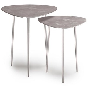 Noir Edge Modern Metal Nesting Coffee <b>Tables</b> Faux Marble Top Minimalist Design Living Room Furniture - Product Image 4