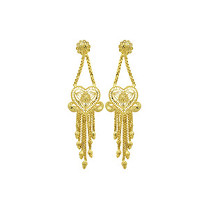 Ensemble de bijoux de mariée de style Dubaï en or plaqué 14K, 18K, 24K, avec pendentif cœur multicouche, style turc, africain, arabe, vente en gros - Product Image 4