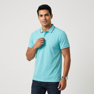 Polo à manches courtes pour homme, tricoté, couleur unie, décontracté, avec boutons, coupe classique - Product Image 4