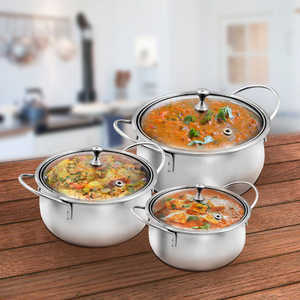 JAGDAMBA CUTLERY LIMITED 3 PCS Stainless Steel <b>Cookware</b> & Celebration Serving Set - Product Image 4