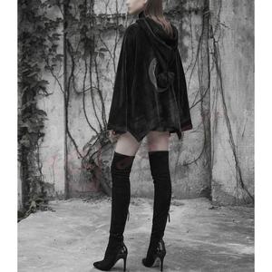<b>Black</b>-fleeced Women Breathable Winter-Clothing Custom Colors Polyester Material-Gothic <b>Jackets</b> Coats With Hooded Cloak-capes - Product Image 5