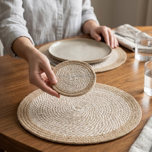 Juego de Manteles Individuales y Posavasos Trenzados Ecológicos Hechos a Mano para Mesa de Comedor, Ideal para Cafeterías y Restaurantes (Venta al Por Mayor) - Product Image 3