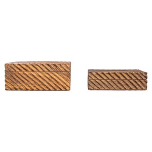 Juego de 2 Cajas Antiguas de Madera de Mango Maciza Talladas a Mano - Product Image 4