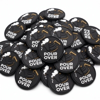 Patch en caoutchouc 3D et emblème rond en PVC souple, thème Slow Brew, pour fournisseur de marques, pour uniforme de barista, tablier et casquette
