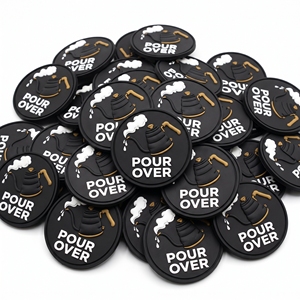 Patch en caoutchouc 3D et emblème rond en PVC souple, thème Slow Brew, pour fournisseur de marques, pour uniforme de barista, tablier et casquette - Product Image 3
