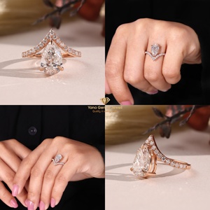 แหวนทองคำแท้ 14K ดีไซน์มงกุฎทรงลูกแพร์ ประดับเพชร CVD แล็บโกรว์ น้ำหนัก 2.00 กะรัต สี E ความสะอาด VVS2 รับรองโดย IGI สำหรับผู้หญิง - Product Image 5