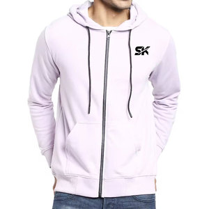 Sweat-shirt à capuche uni pour homme, fermeture éclair intégrale, qualité supérieure, nouveau design, 100% coton, prix avantageux - Product Image 1