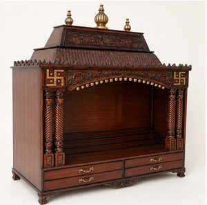 Buy Handicraft Temple with Teak Wood Finish Traditional Handmade Solid Wood <b>Mandir</b> for Home Australia Puja <b>Mandir</b> Manufacturers - Product Image 3