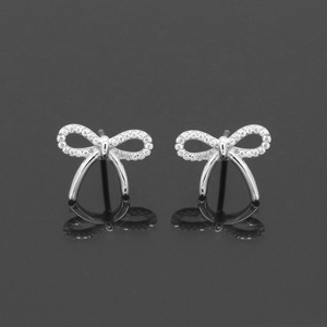925 Sterling <b>Silver</b> Jewelry Cubic Zirconia <b>Stud</b> Earrings Bow Ribbon Earrings <b>Silver</b> Jewelry for Girls <b>Small</b> and Light Earrings - Product Image 6