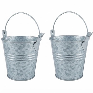 Export Quality Galvanized Metal <b>Bucket</b> Planter Embossed Vintage <b>Tin</b> Flower Pot with Handle Antique Farmhouse Zinc Garden Pail - Product Image 4