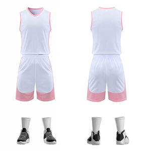 Maillots de basket-ball personnalisables réversibles en sublimation couleur unie, blanc et rouge, respirants et grandes tailles pour le sport - Product Image 4