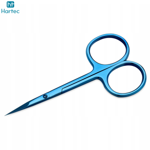 Ciseaux à cuticules professionnels en titane bleu légers et durables, ciseaux à manucure incurvés en acier inoxydable avec poignées en acier - Product Image 2