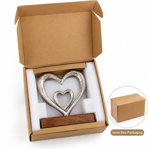 Objeto Decorativo de Metal con Doble Corazón sobre Base de Madera, Decoración Moderna para el Hogar, para Mesa, Exhibición del Día de San Valentín - Product Image 5