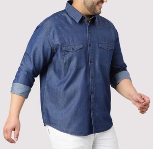 Chemise en jean pour homme à manches longues, coupe classique, boutonnée, en coton, finition délavée - Product Image 5
