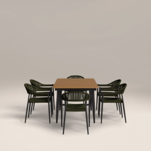 Juego de Mesa de Comedor Rectangular Moderno y Resistente con Seis Sillas Cómodas para el Hogar, Muebles para Restaurante, Uso en Exteriores - Product Image 3