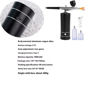 Portable Piston Cordless Airbrush <b>Compressor</b> Gravity Feed Copper ABS Dual Action Travel Spray Kit - Product Image 5