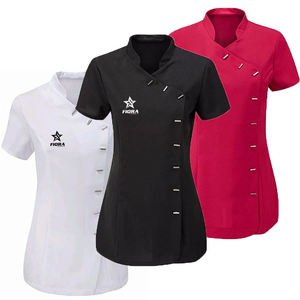 Custom New Fashion Salon Tunic Elastic Nail Beauty Spa Uniform <b>Scrub</b> Beautician Uniform With Buttons Knitted for Women <b>Plus</b> <b>Size</b> - Product Image 1