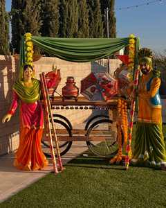 Escenario de Boda con Temática de la Cultura Punjabi Tradicional, Estatuas de Fibra de Vidrio Personalizadas, Irrompibles, Ligeras, de Tamaño Real, Decoración Desmontable - Product Image 2