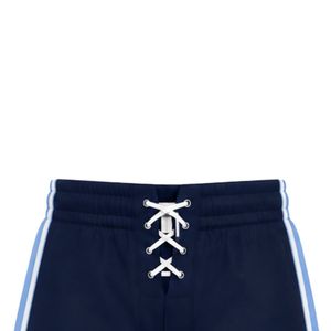 Shorts de sport pour hommes, bleu marine, imprimés sublimés, en polyester, avec cordon de serrage et bande latérale, pour l'entraînement et les tenues d'équipe - Product Image 4