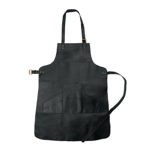 Tablier de travail en cuir noir robuste avec sangles réglables, tablier de protection résistant à la chaleur pour le soudage, le barbecue, l'atelier et l'usage domestique - Product Image 1