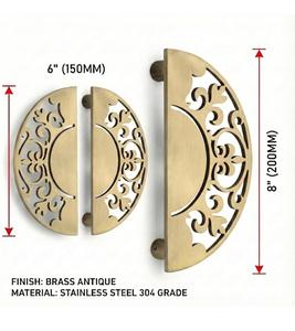 Traditional <b>Brass</b> Oval Furniture Handle <b>Knob</b> with Floral Design for Wardrobe Door Decorative Pull Durable Hardware - Product Image 2