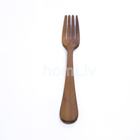 Tenedor para ensalada jumbo de madera maciza de caoba natural, hecho a mano, sostenible, decorativo, para cocina, vajilla, utensilios de mesa.