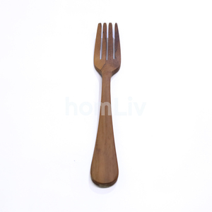 Fourchette à salade géante en bois d'acajou massif, artisanale, naturelle et durable, pour la cuisine et la table - Product Image 3