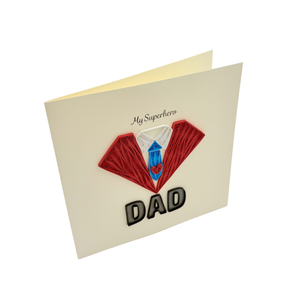 Tarjeta de Felicitación para el Día del Padre con Forma de Corazón y Relieve, Tema de Amor Personalizado, Tarjeta con Técnica de Quilling, para Papá Superhéroe - Product Image 3